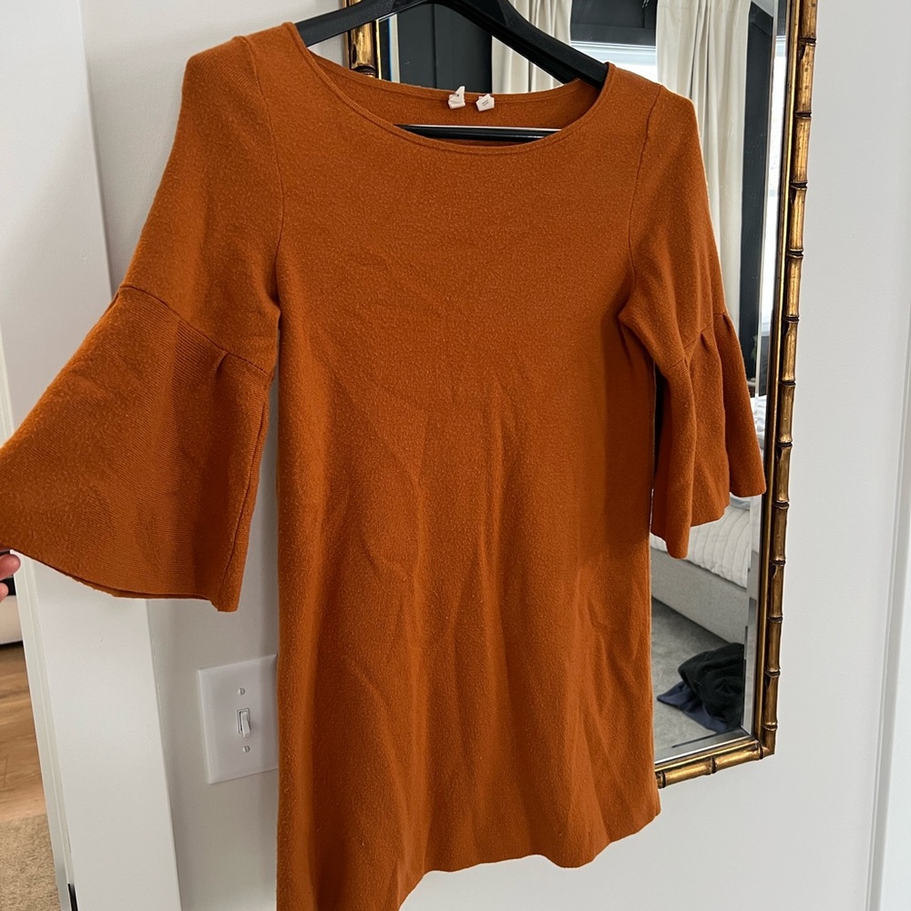 Pumpkin colored knit mini dress/ top, size small